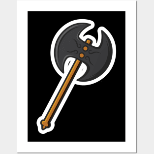 Ax hammer vector illustration. Weapon object icon concept. Dangerous wooden ax vector design. Posters and Art